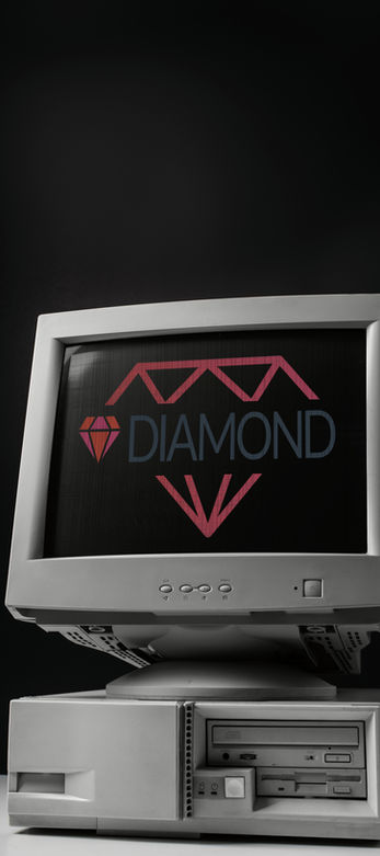Retro computer displaying Diamond logo