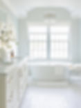 Eye-level view of bathroom with Venezia marble vanity and walls