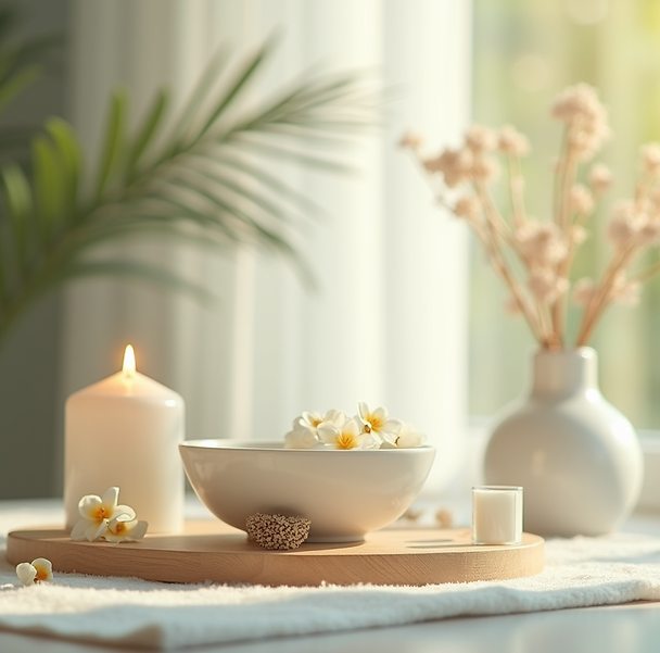 A serene and calming image symbolizing gentle wellness and self-care, featuring soft light