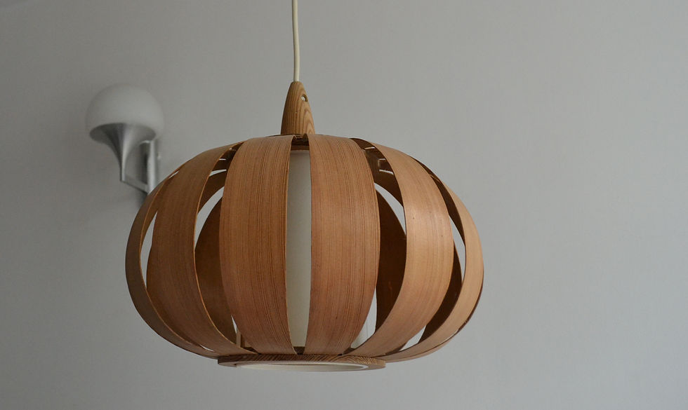 Miniature : VENDU/Suspension style scandinave à lattes années 70
