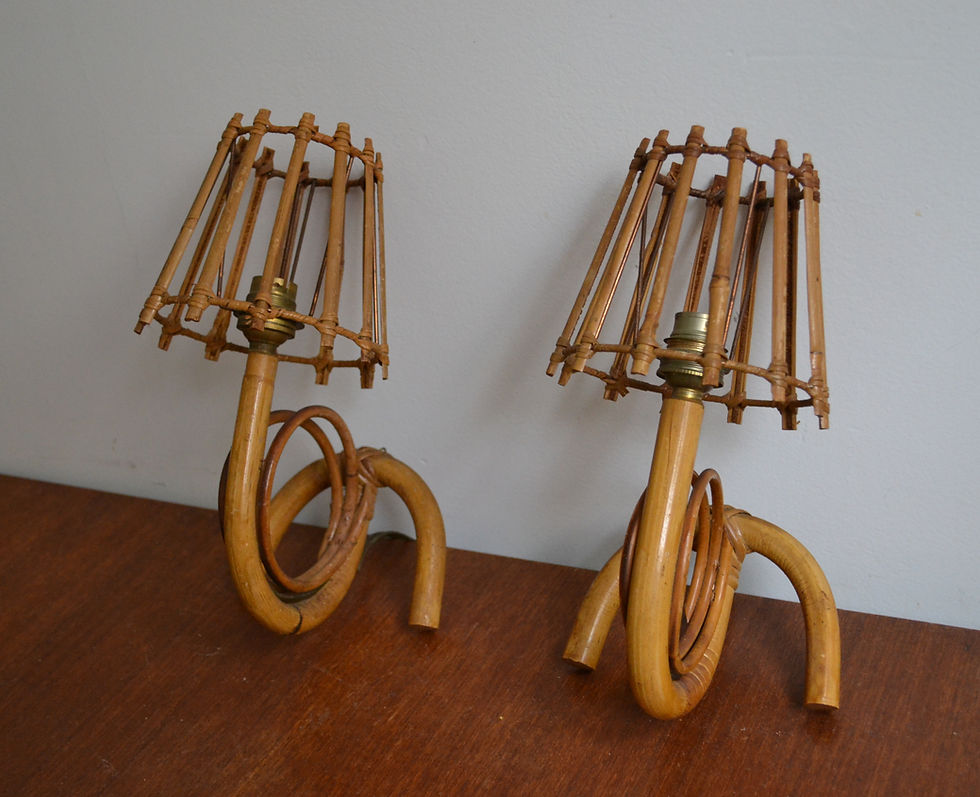 VENDU/Paire d'appliques rotin années 70 Louis Sognot