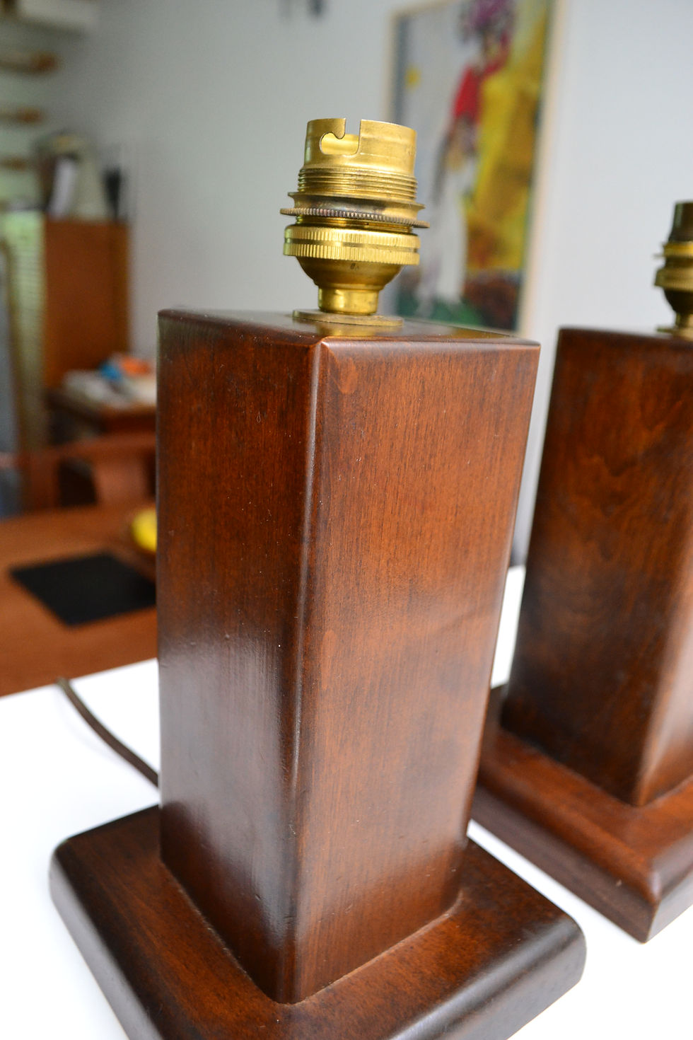 Miniature : Paire de lampes Art Déco en acajou massif 30/50
