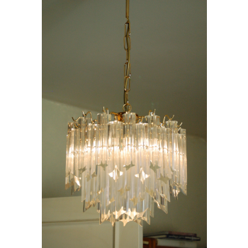 Miniature : VENDU/Lustre à pampilles cristal Murano de Paolo Venini 70s