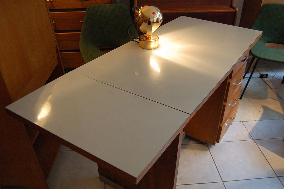 Miniature : VENDU/Bureau années 50 chêne formica 5 tiroirs