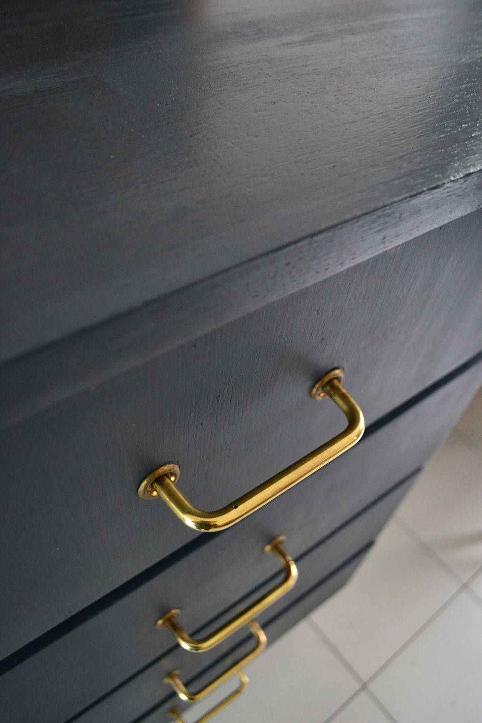 Miniature : VENDU/Buffet vintage chêne bleu nuit 4 tiroirs