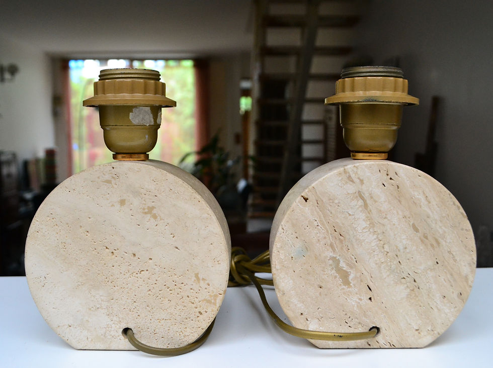 Miniature : Paire de lampes en travertin années 70 Maison Le Dauphin