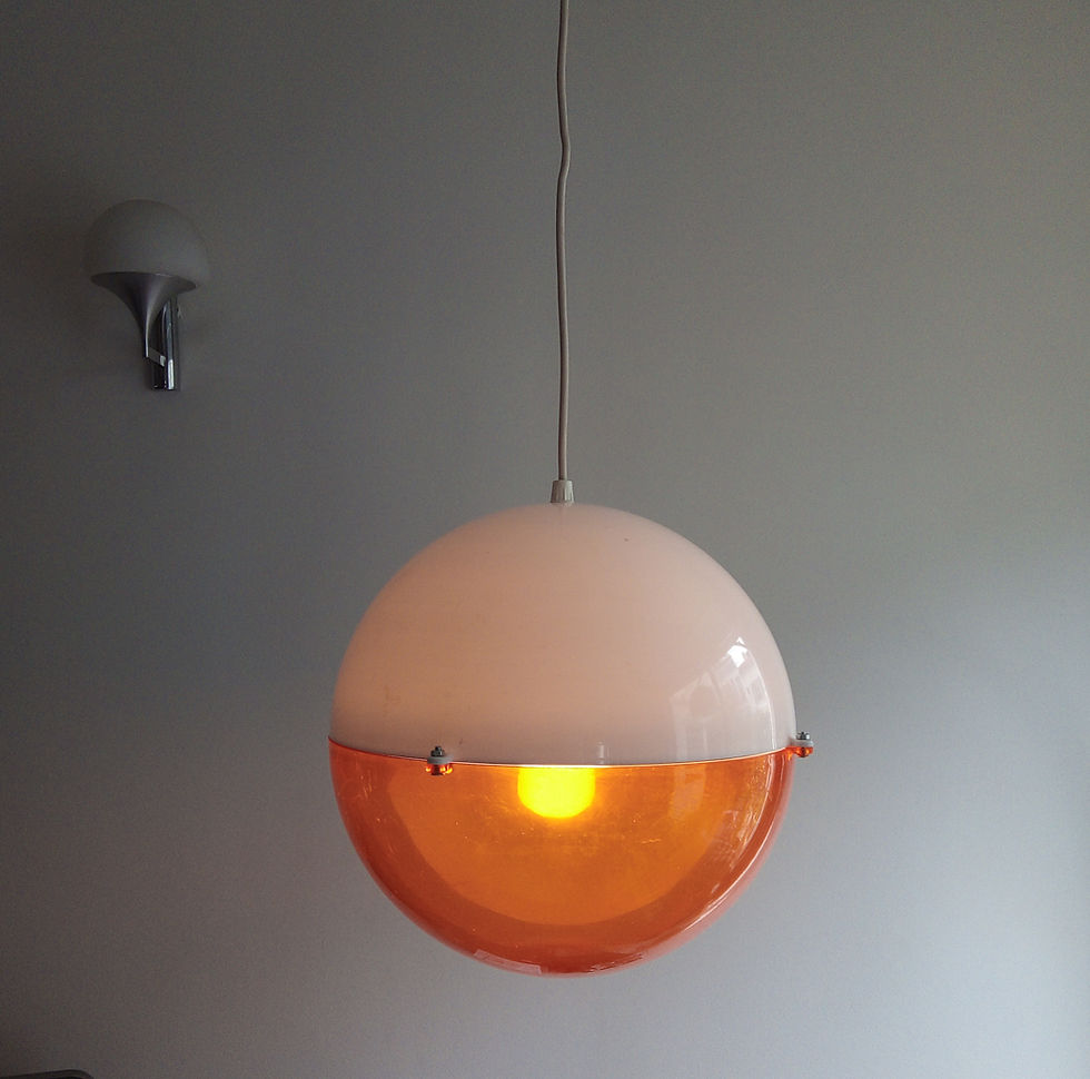 Miniature : VENDU/Suspension années 70 plexiglas blanc et orange