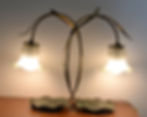 Miniature : VENDU/Lampe Art nouveau décor floral 2 feux bronze laiton