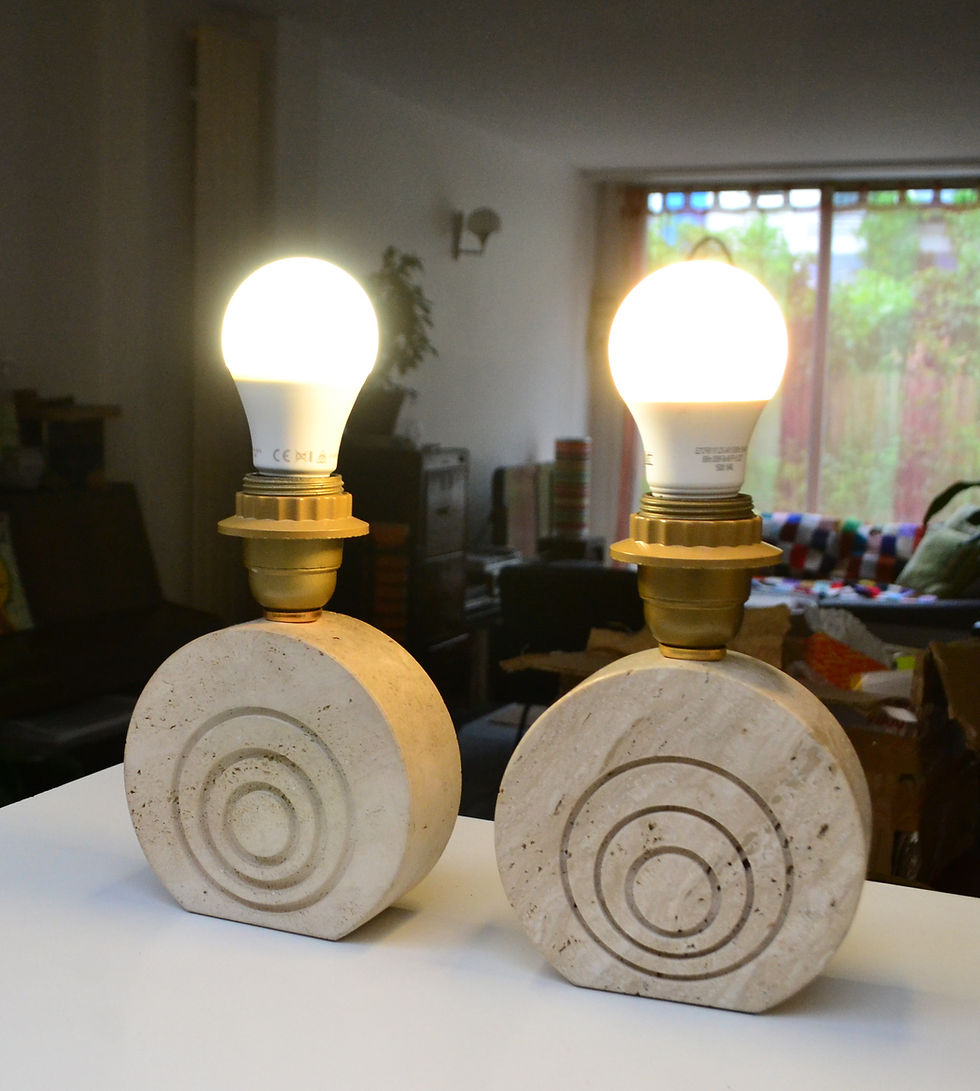 Miniature : Paire de lampes en travertin années 70 Maison Le Dauphin