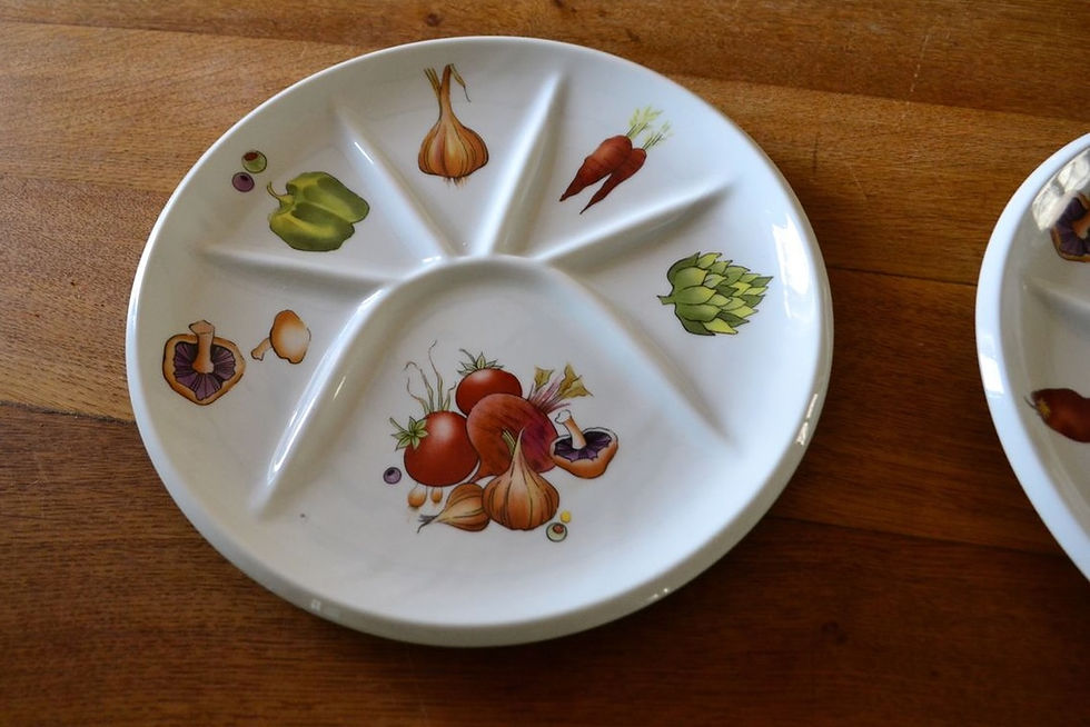Miniature : Lot de 4 assiettes à fondue porcelaine du Berry 60/70