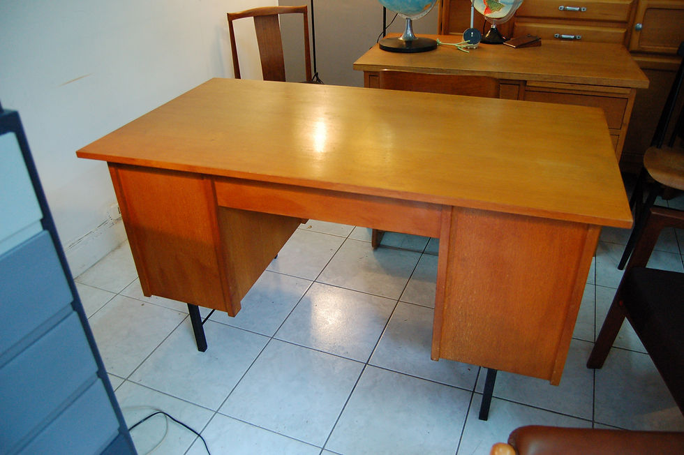 Miniature : VENDU/Bureau années 60 chêne vintage 7 tiroirs Spirol