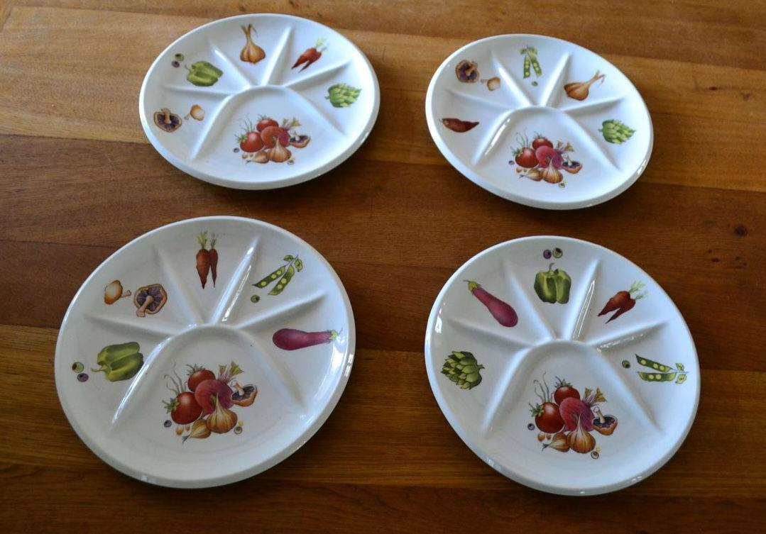 Lot de 4 assiettes à fondue porcelaine du Berry 60/70