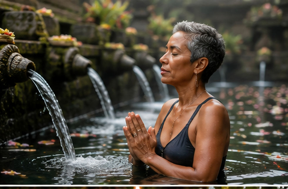 Woman in a water ritual in Bali