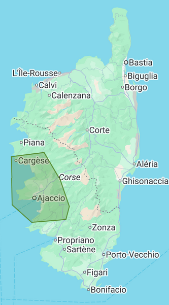 Carte Corse Zone d'intervention