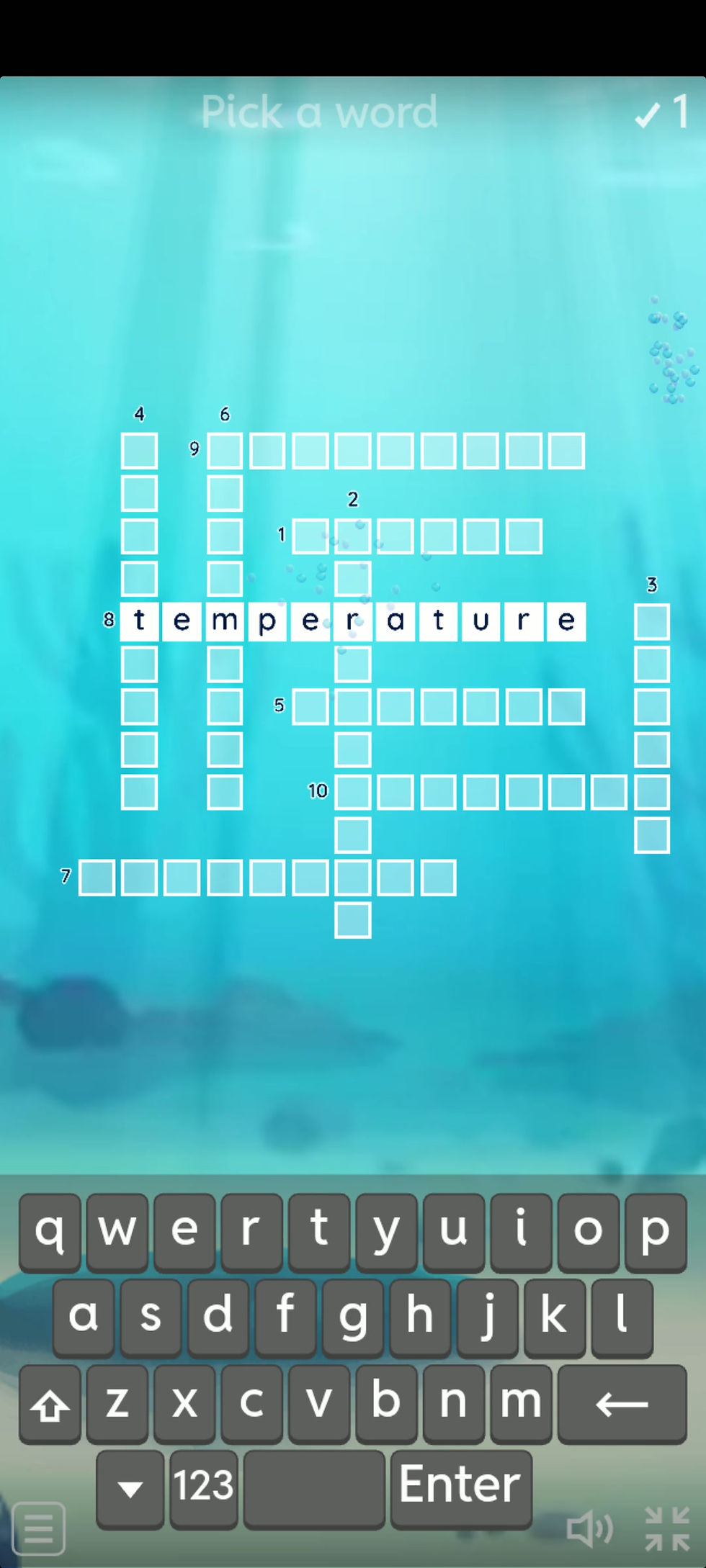 Thumbnail: Crossword displayed with an underwater-themed background