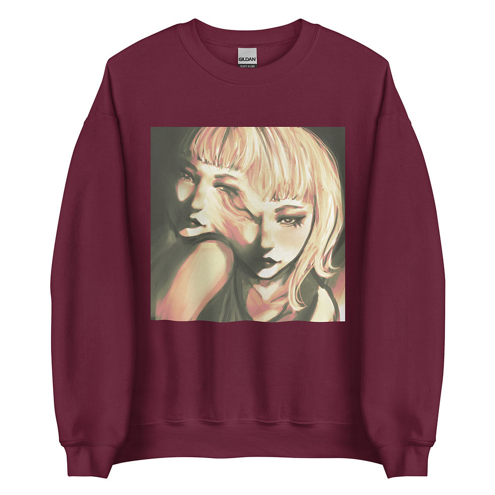 Thumbnail: Maroon Green Unisex Sweatshirt with Custom Art Front View