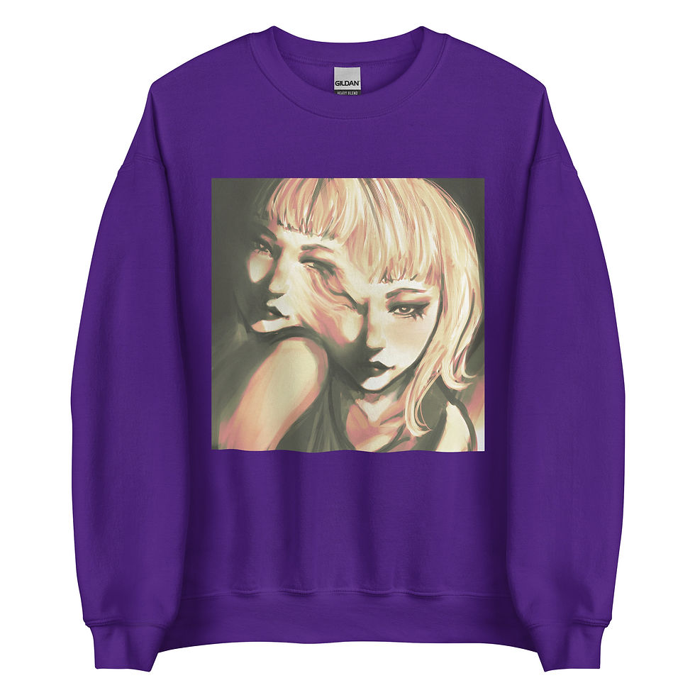 Thumbnail: Purple Green Unisex Sweatshirt with Custom Art Front View