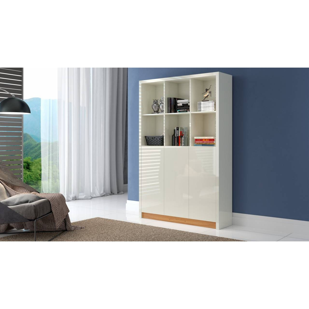 ARMARIO 1.20M ESCRITORIO C/NICHOS + 3 PORTAS OFF WHITE/FREIJO