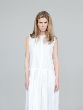 Model in White Dress