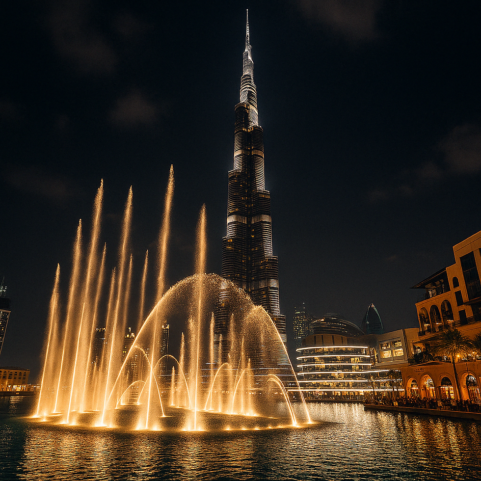 Thumbnail: Dubai Marina skyline lit up at night with luxury yachts