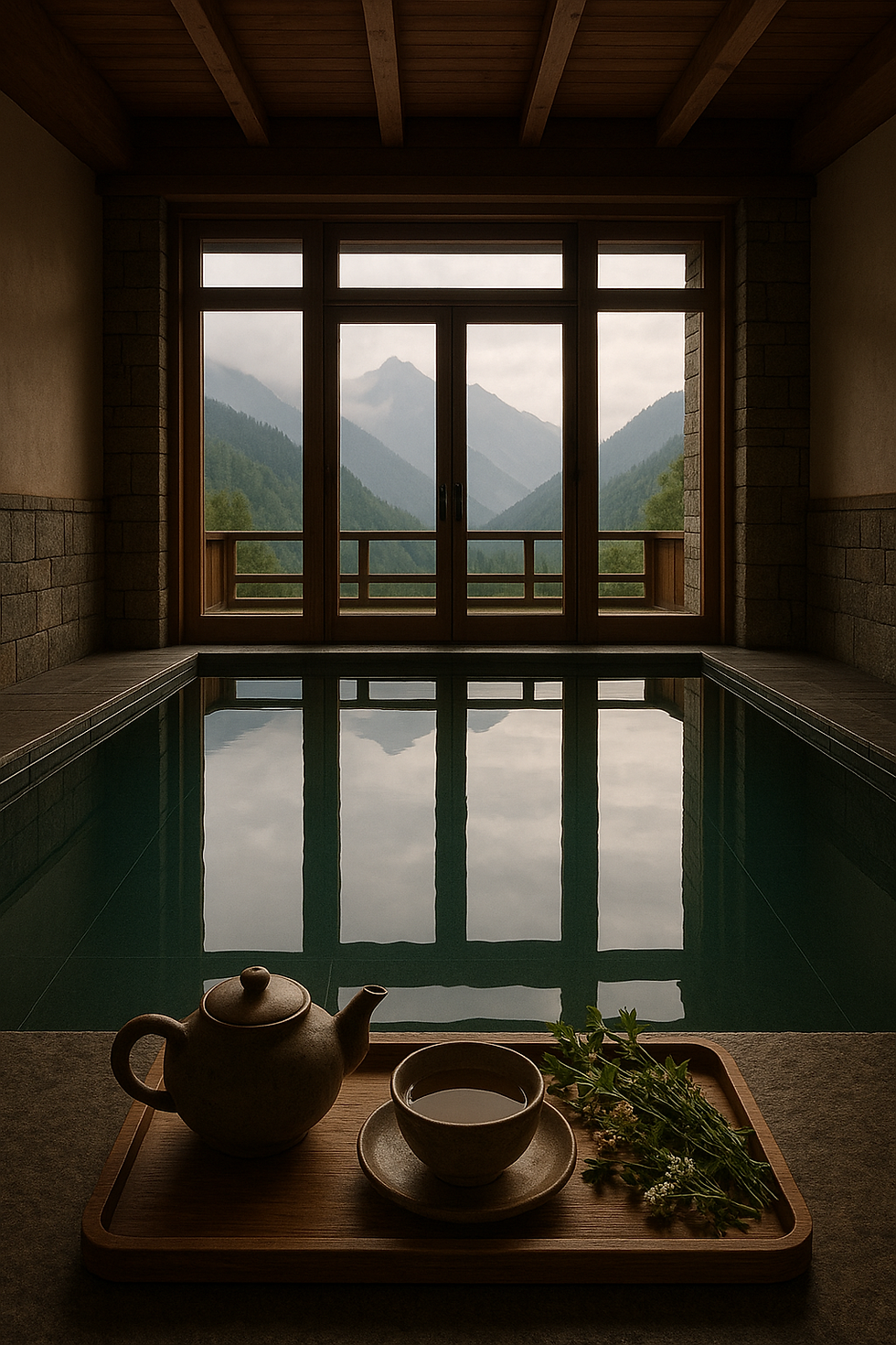 Thumbnail: Indoor pool and herbal tea at Bhutan Spirit Sanctuary