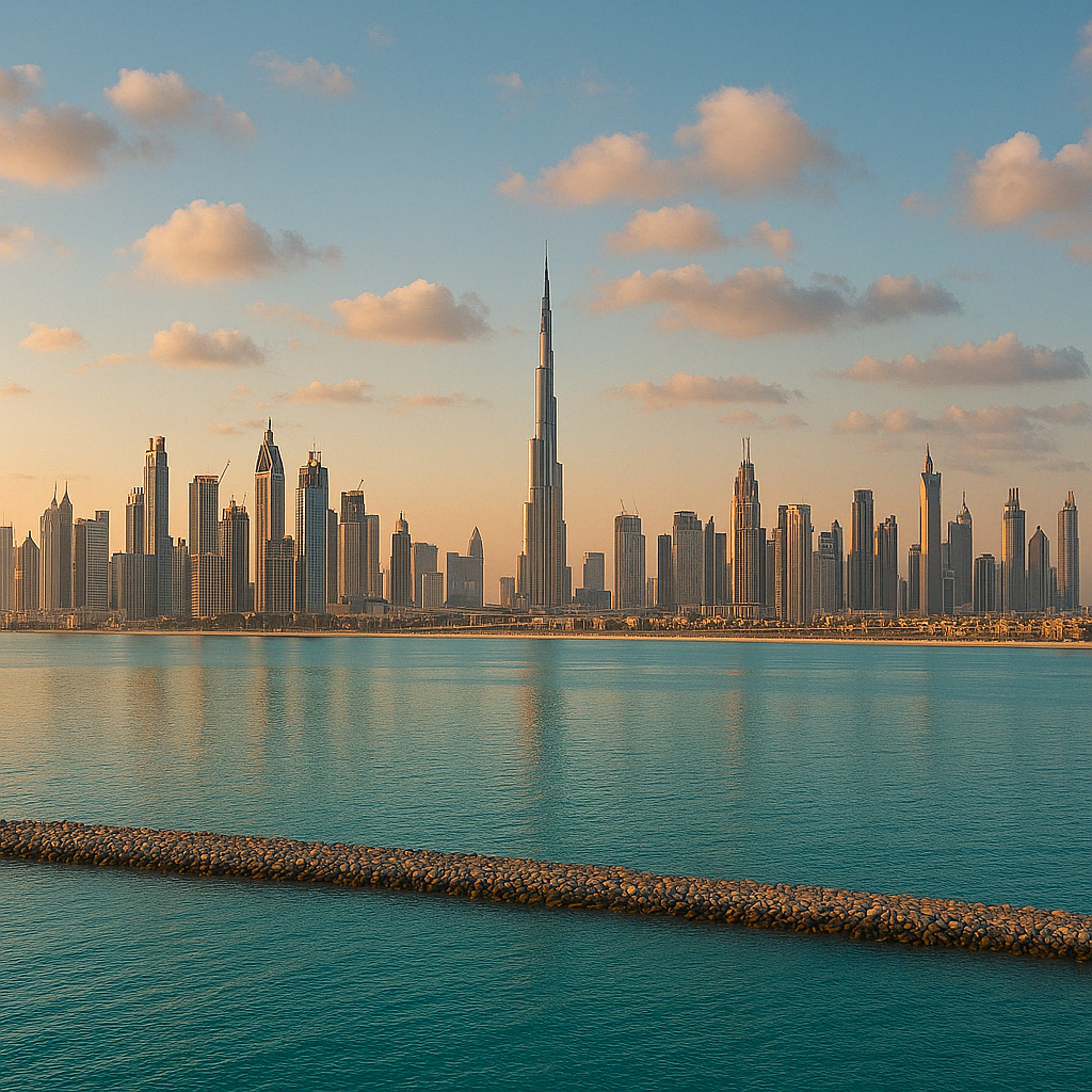 Luxury infinity pool overlooking Palm Jumeirah