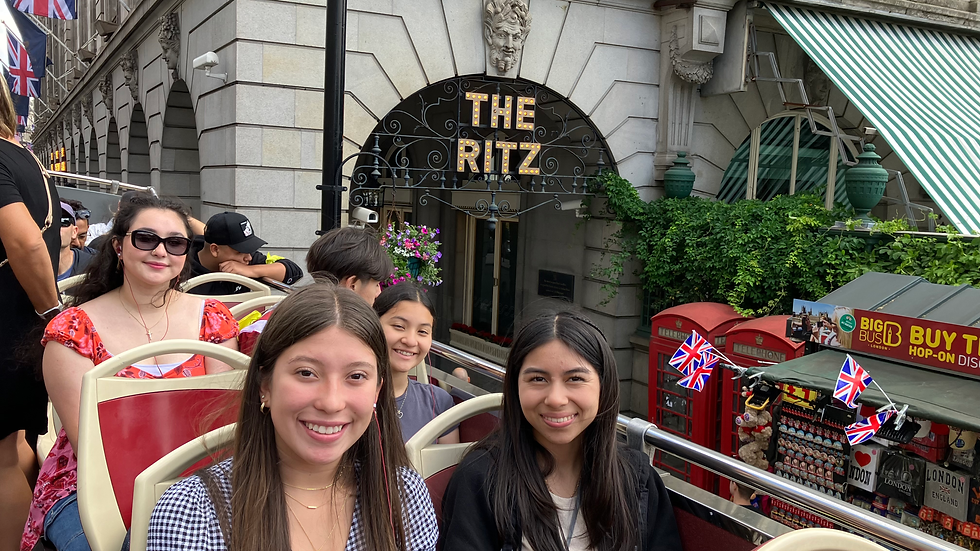 Passing the Ritz on the top of a double decker bus