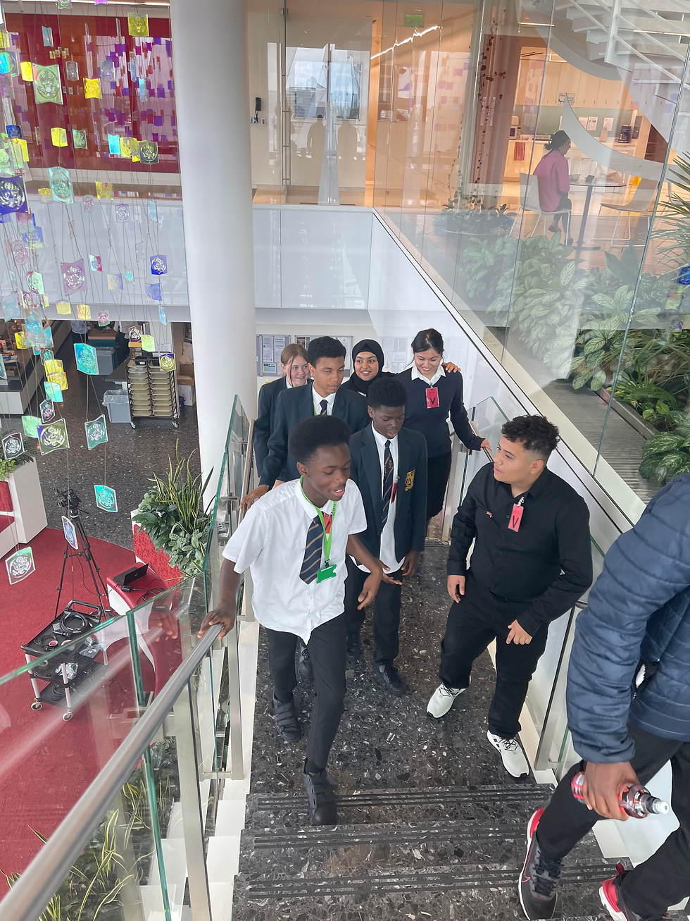 Students visiting the US Embassy in London