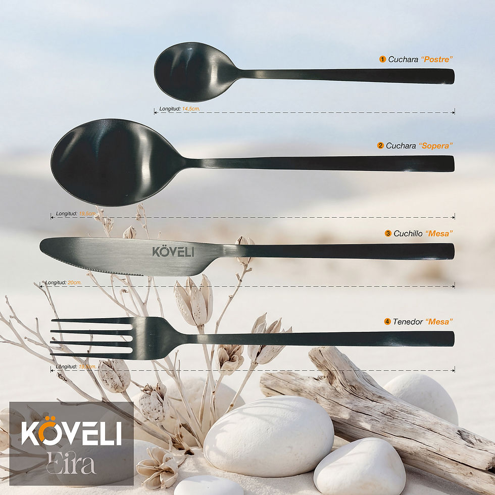 Miniatura: KÖVELI Eira. Set 4x4Pcs. Cubiertos de Mesa. Acero Inox. Black Color
