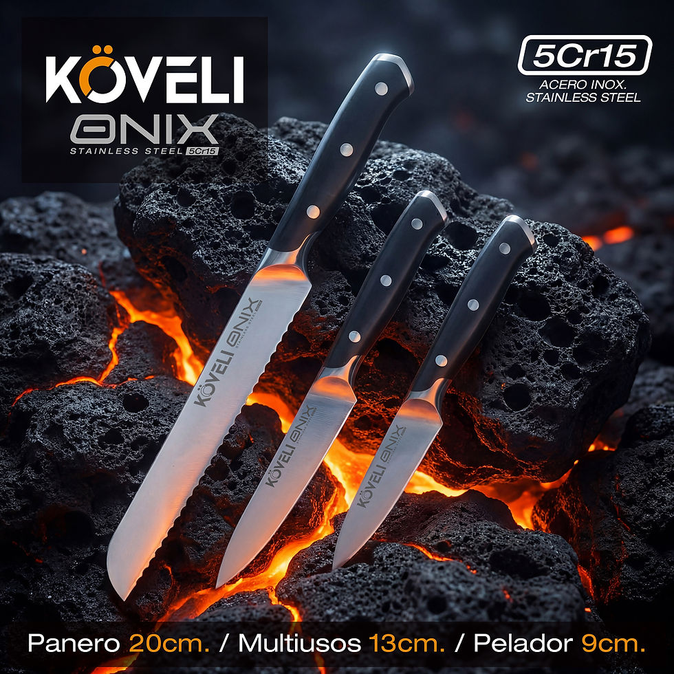 Miniatura: KÖVELI ONYX. Set 6 Cuchillos de Cocina Acero Inox. 5Cr15.