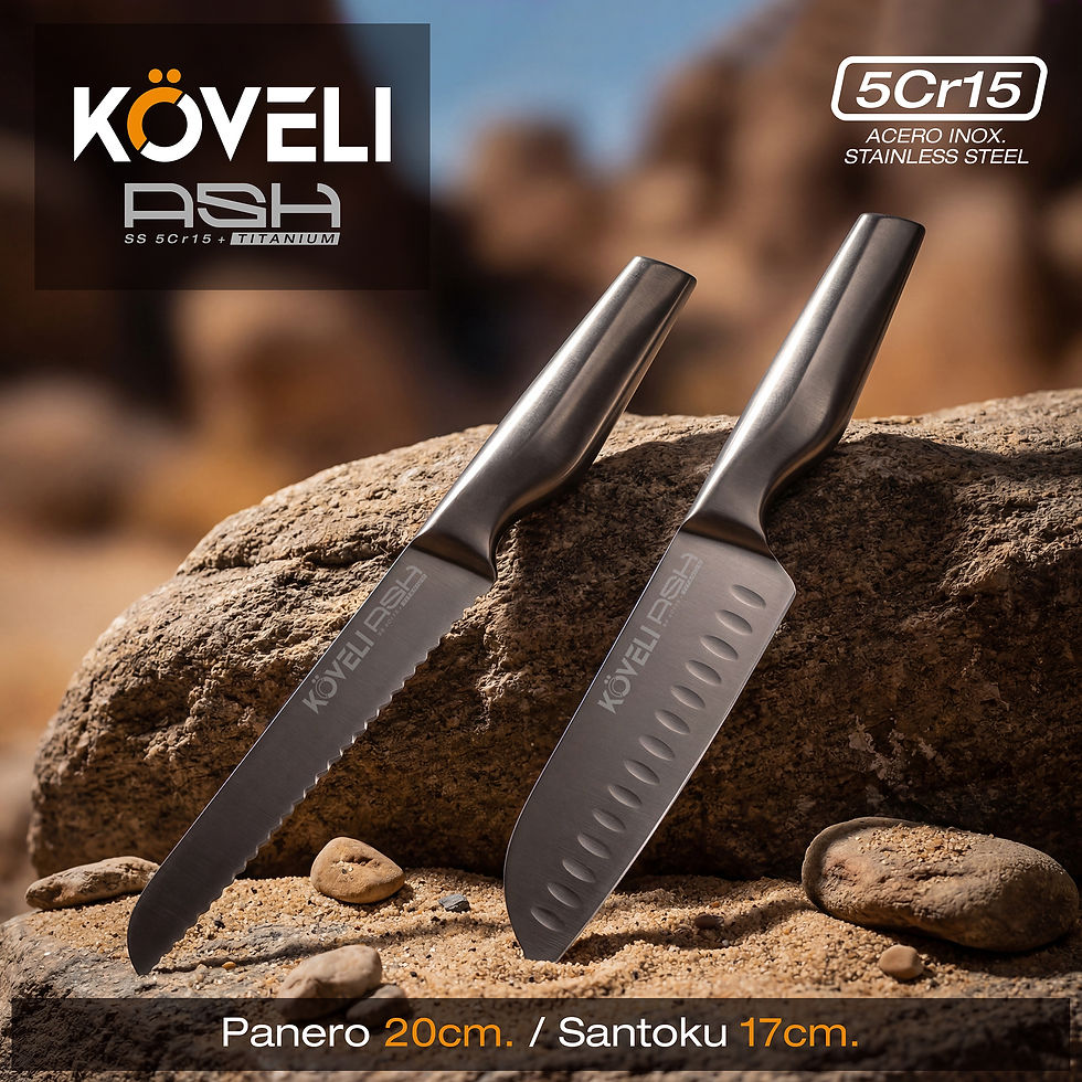 Miniatura: KÖVELI ASH. Set 5 Cuchillos de Cocina Acero Inox. 5Cr15.