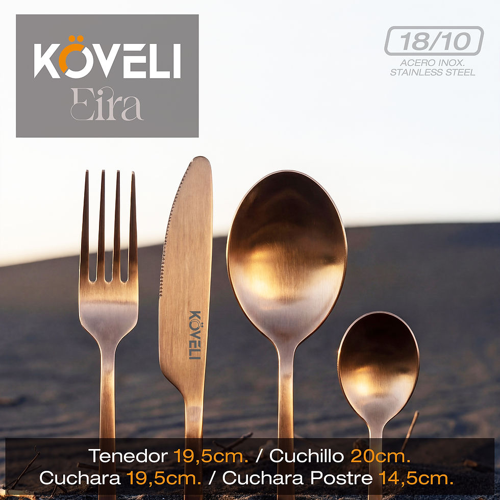 KÖVELI EIRA BRONZE_. Tenedor 19,5cm. / Tenedor 19,5cm. / Cuchara 19,5cm. / Cuchara Postre 14,5cm.