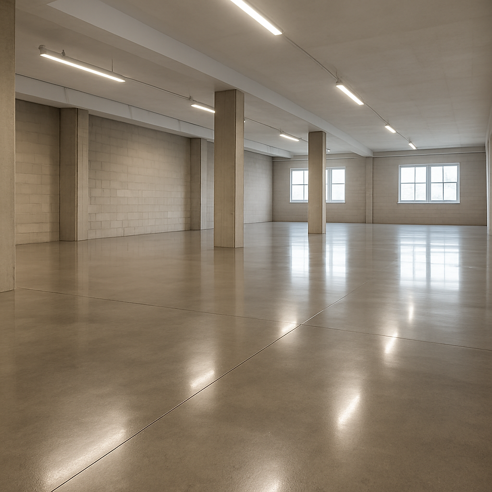 Wide shot of densified polished concrete floor in Ridgefield WA.