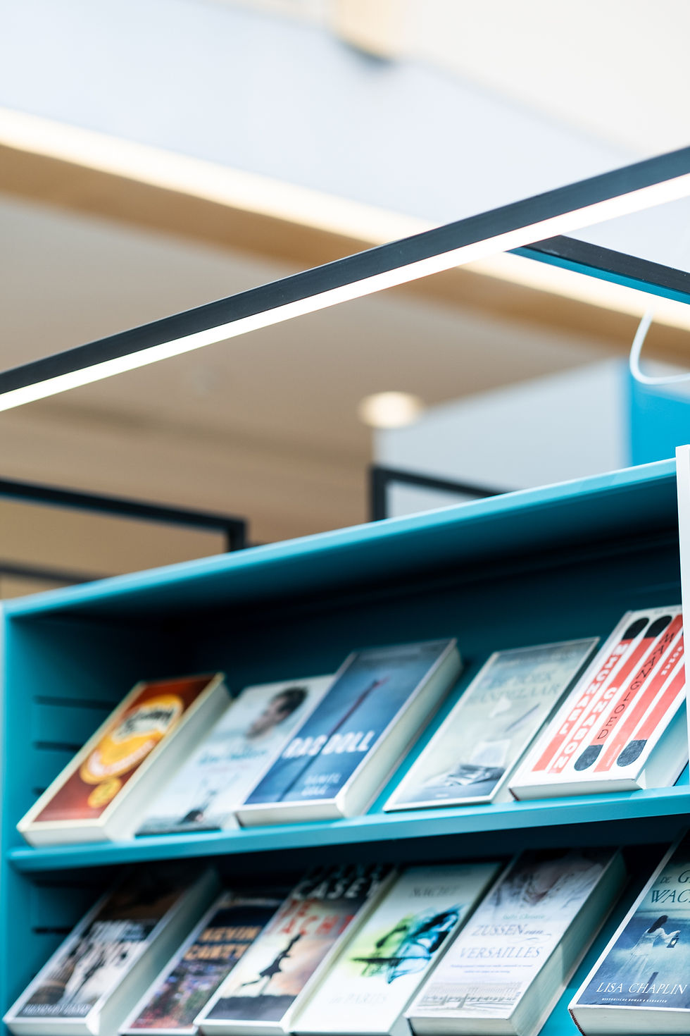 Op maat gemaakte boekenkasten van Iduna de in koper groene kleur