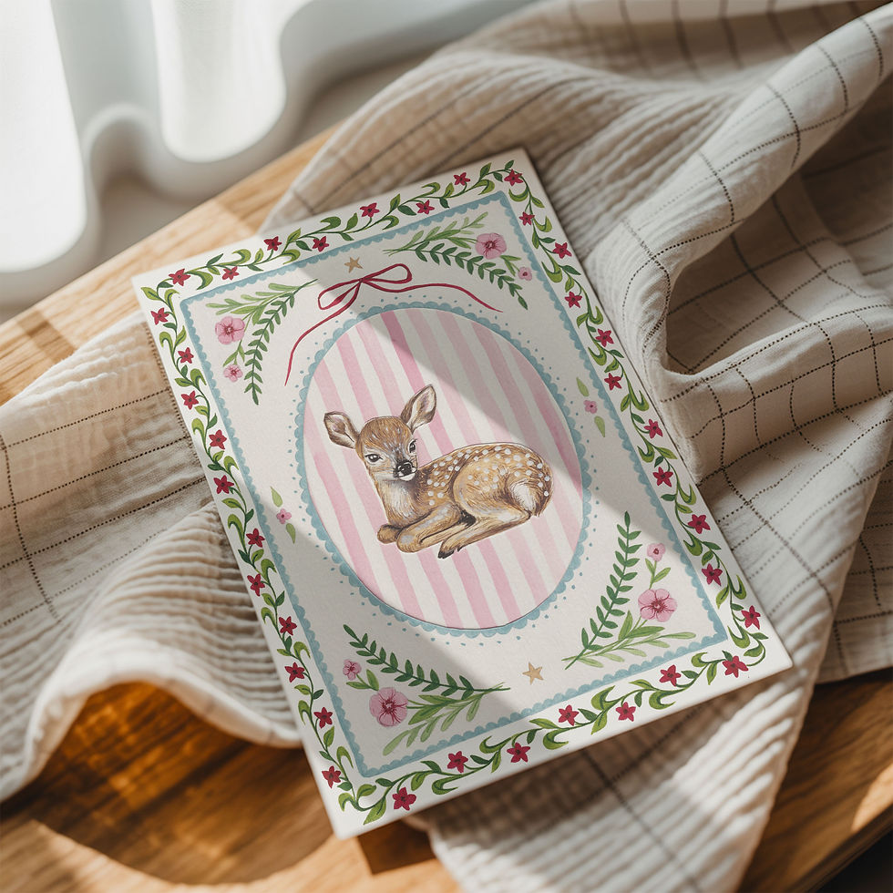 Thumbnail: Flowers and Fawn print