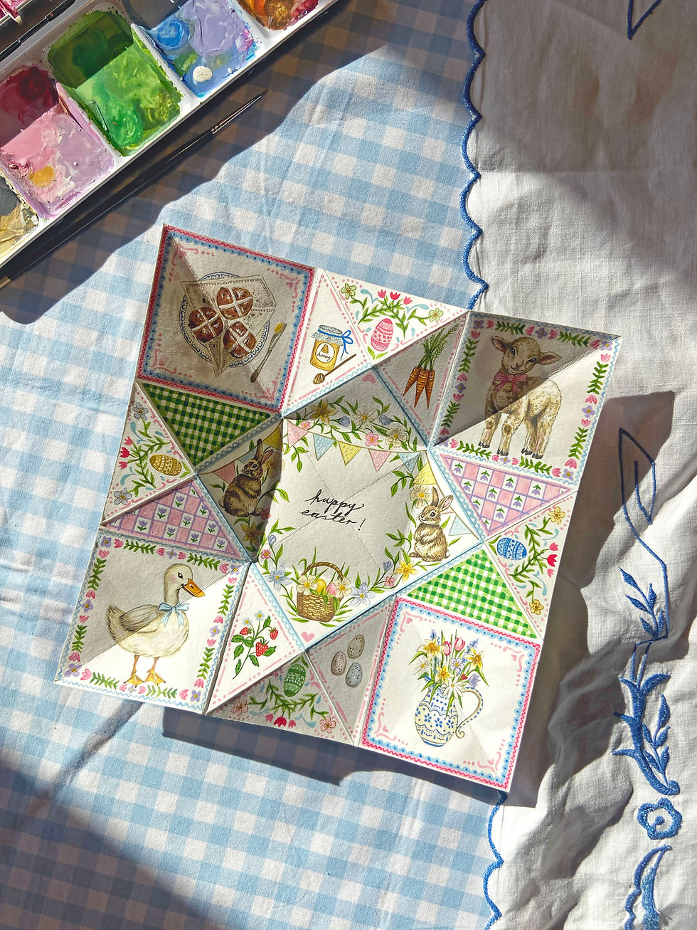 Thumbnail: DIGITAL Easter Victorian Puzzle Purse - Printable Template