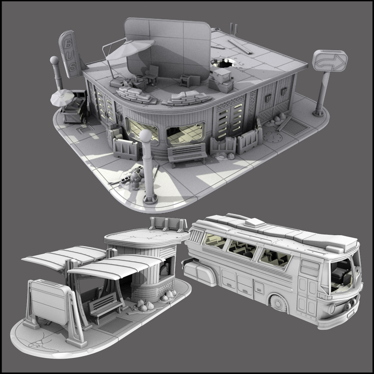 Bus Station - Full Set