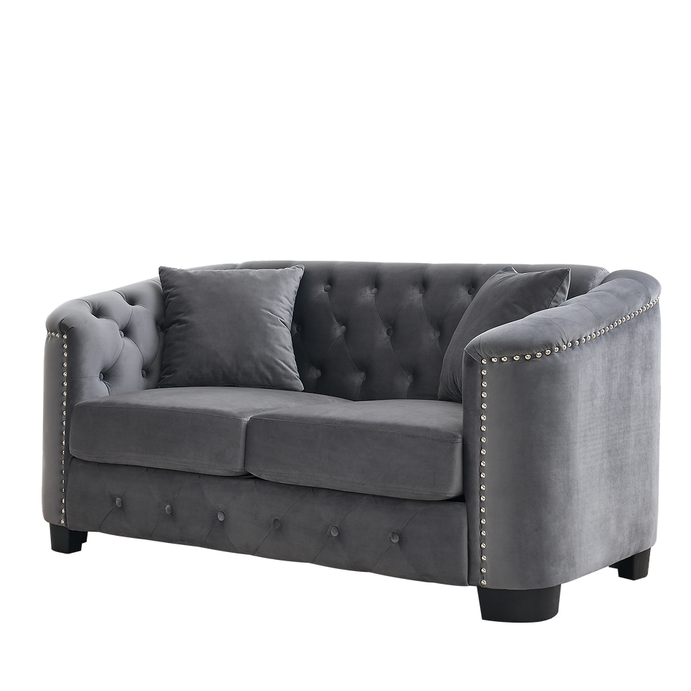 Thumbnail: 3-Seater Velvet Grey Sofa