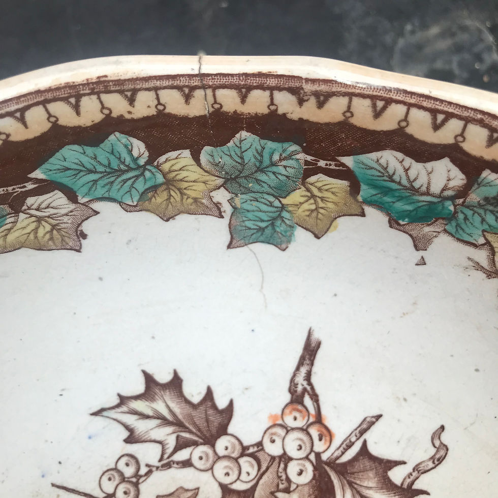 Thumbnail: Ironstone pedestal bowl with winter pattern with Huechara