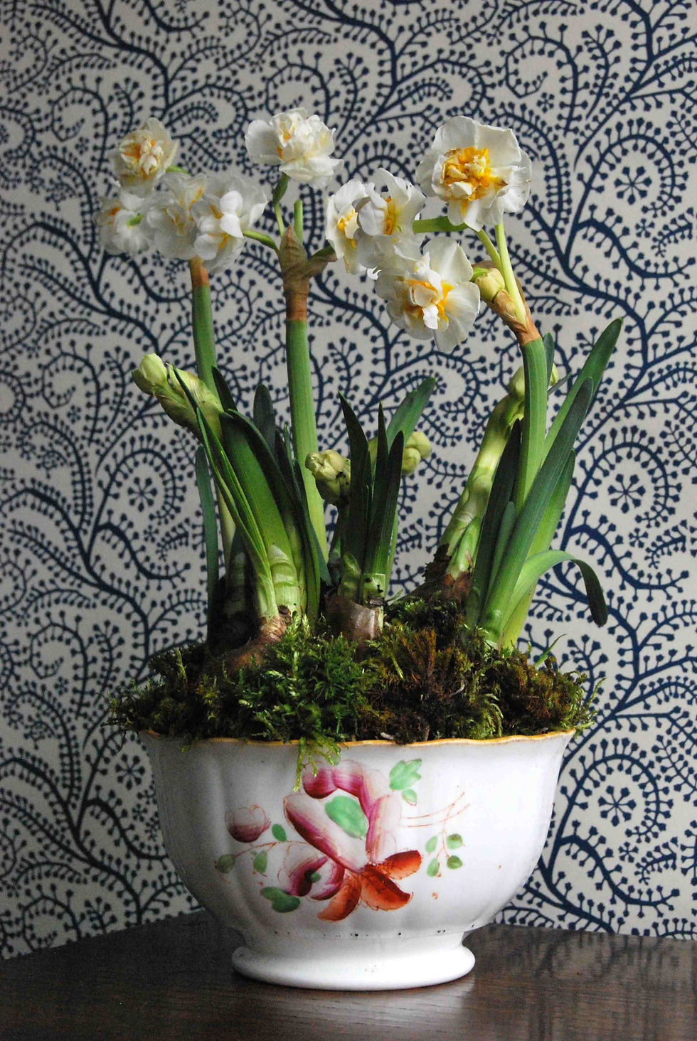Thumbnail: Antique bone china handpainted footed bowl with N.Bridal Crowns