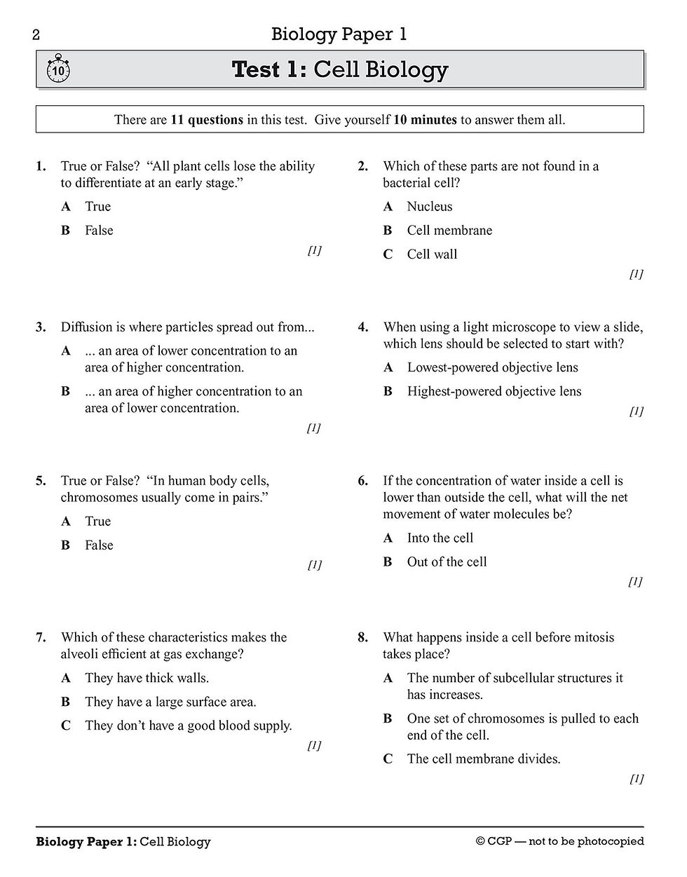 Thumbnail: GCSE Combined Science: AQA 10-Minute Tests - Higher (includes answers)