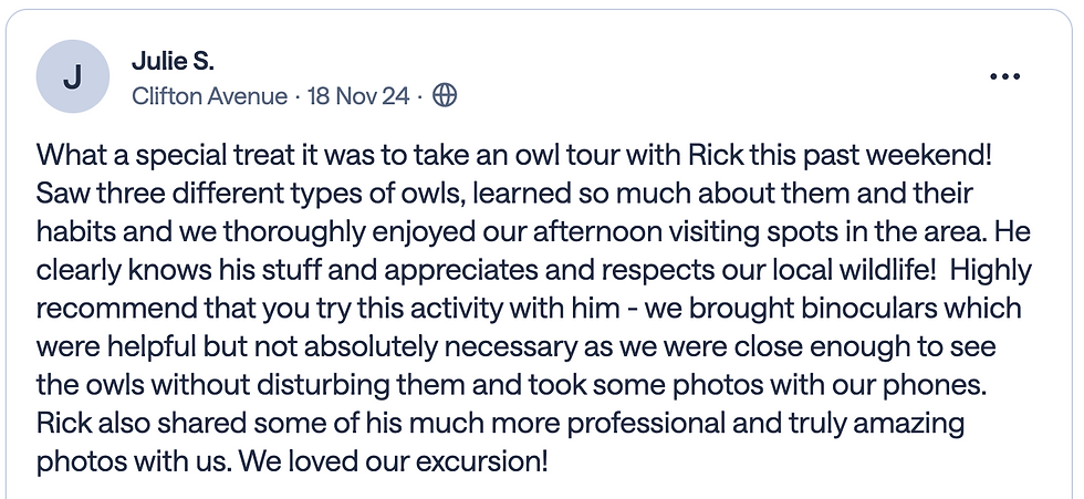 Wonderful review written by Julie on nextdoor