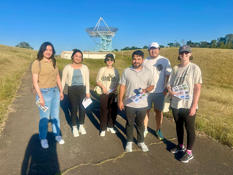 Stanford Dish in the background, bird checklists in hand.