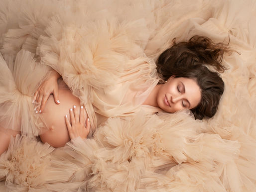 Elegant maternity portrait of a pregnant mother during a studio maternity photoshoot in Bromley, Kent 