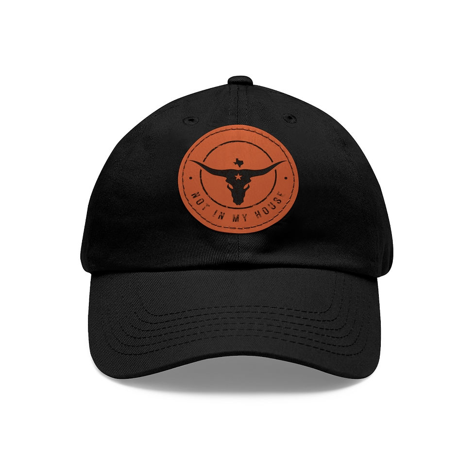 Thumbnail: Not In My House Dad Hat with Leather Patch (Round)