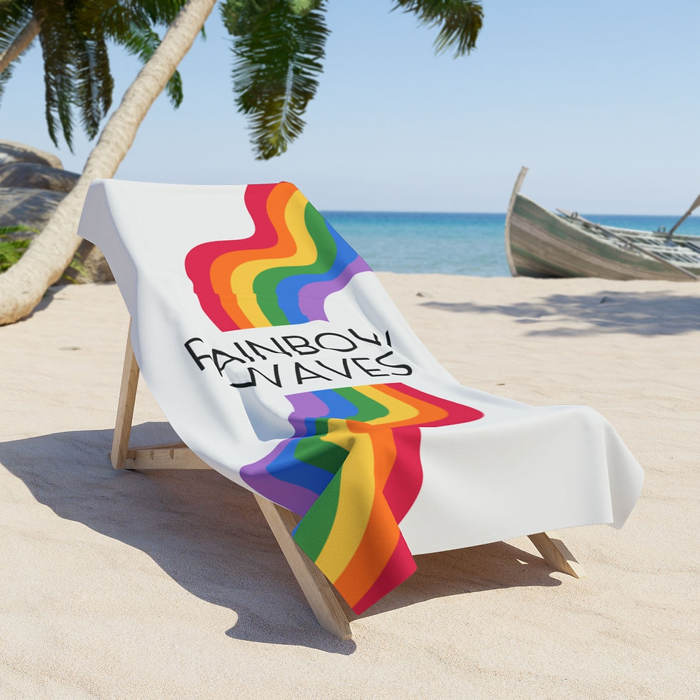 Thumbnail: Heavyweight Extra Lush Rainbow Waves Beach Towel
