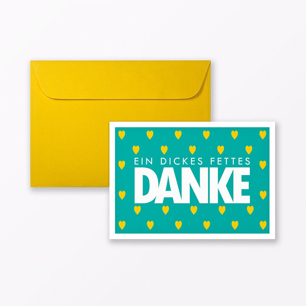 Miniaturbild: Typop Dankeskarte „Dickes fettes Danke“ DIN A6 mit Umschlag – beidseitig bedruckt, matt folienkaschiert, beschreibbare Rückse