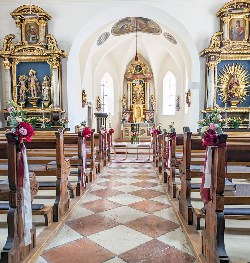 Marktkirche Dorfen, Hochzeit, heiraten, Kirchenschmuck, Deko, Kirche