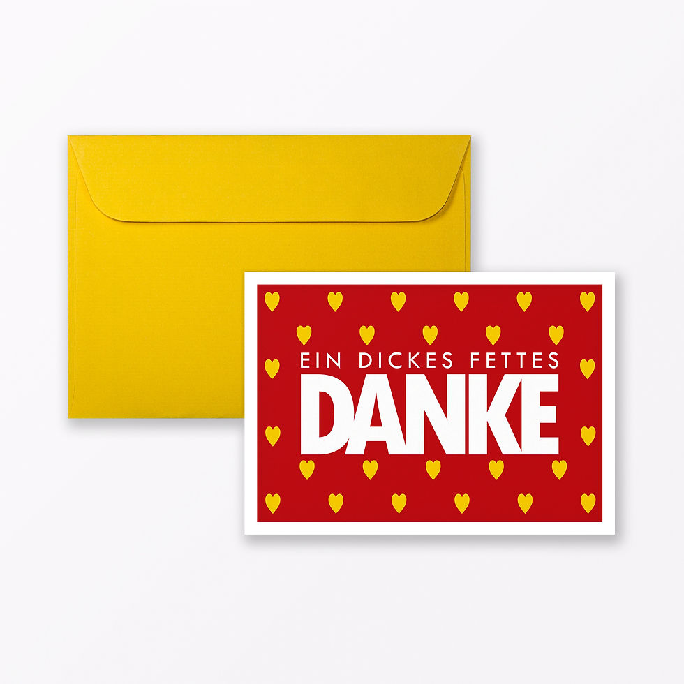 Miniaturbild: Typop Dankeskarte „Dickes fettes Danke“ DIN A6 mit Umschlag – beidseitig bedruckt, matt folienkaschiert, beschreibbare Rückse