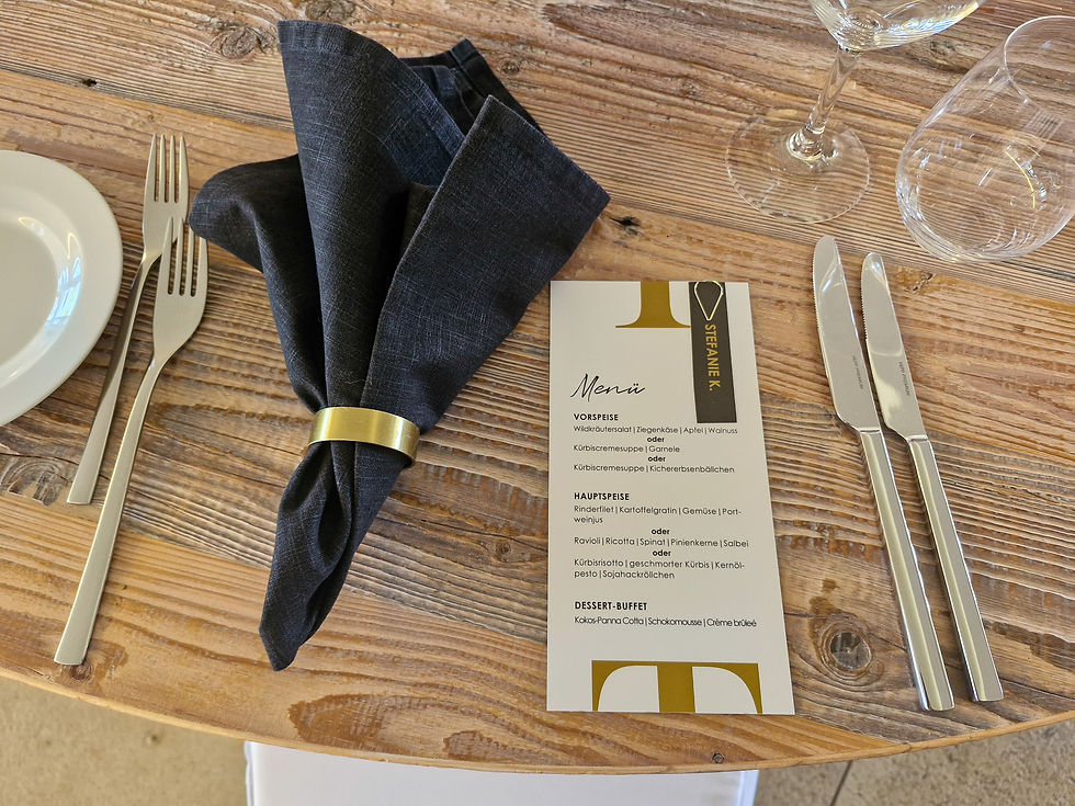 Menü Design, Hochzeit, Hofgut Algertshausen